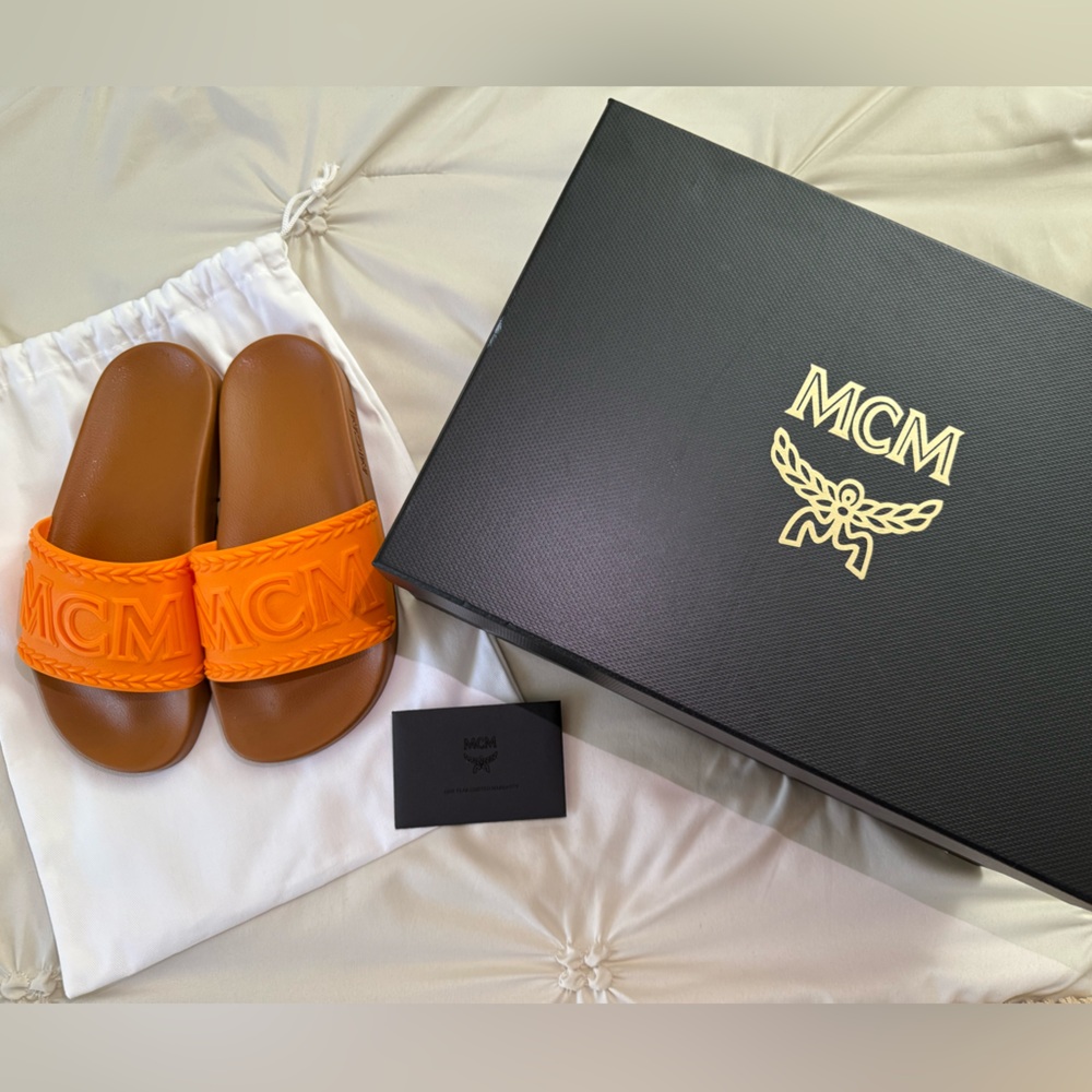 MCM Women’s Bold Orange Slide Sandals